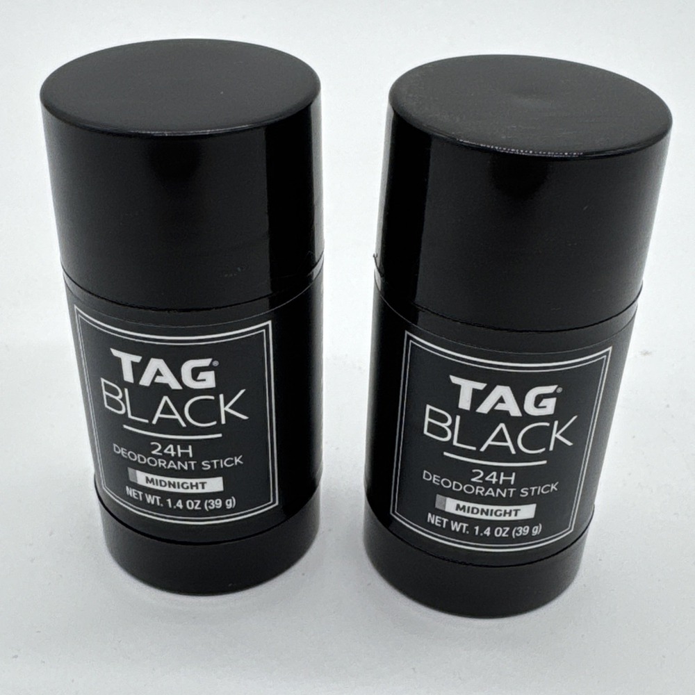 Lot of 2 Tag Black Midnight 24 Hour‎ Deodorant Stick 1.4oz. Travel New